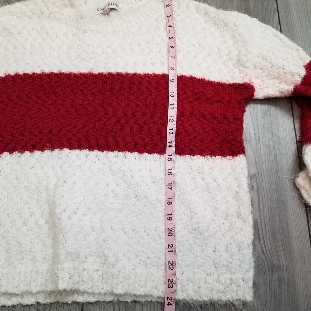 Knox Rose Women's Colorblock Eyelash Long Sleeve Sweater Size Large Cream Cozy - Picture 5 of 7